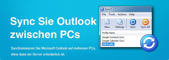 Sync2 - Synchronisieren Sie Outlook zwischen mehreren PCs.